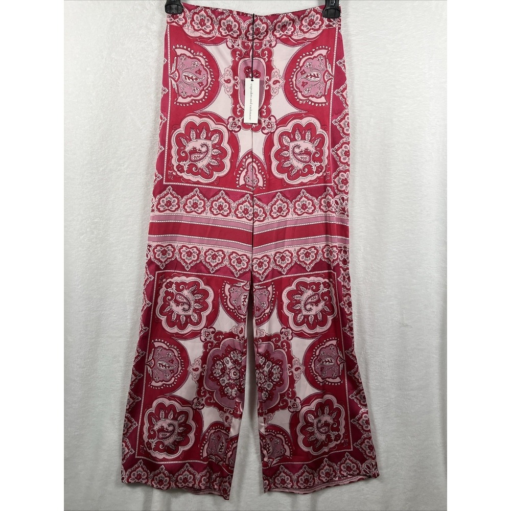 Cupcakes & Cashmere Pink Palazzo Pants Wide Leg Pull On Boho XS Beach Hippie NWT
